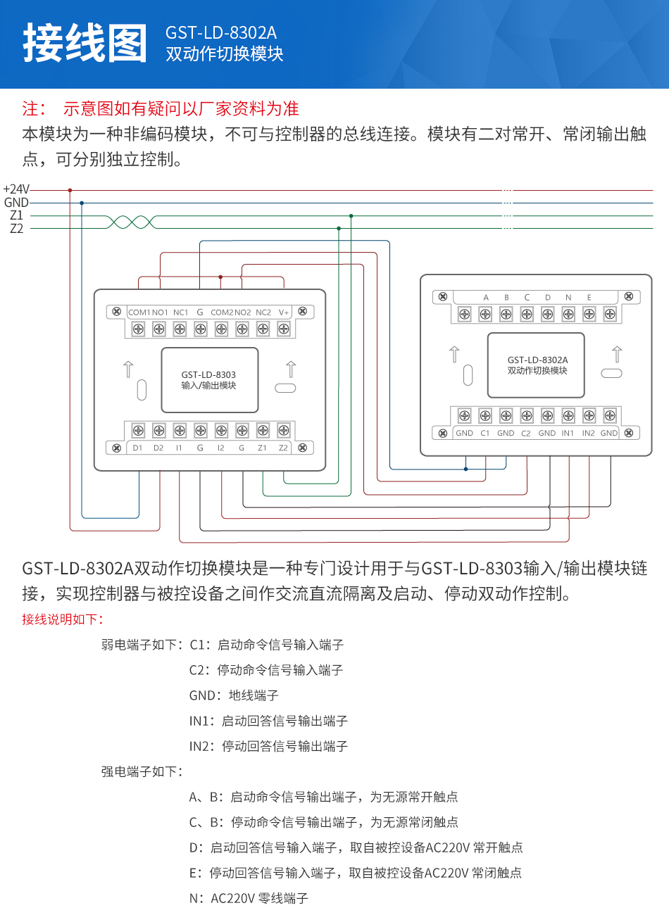 GST-LD-8302A雙動作切換模塊特點